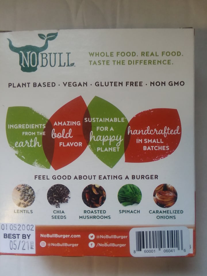 review photo of No Bull Burger Savory Mushroom Burger shared by @daveinva on 06 Oct 2020 - review