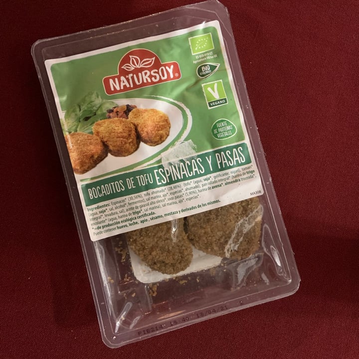review photo of Natursoy Bocaditos De Tofu, Espinacas Y Pasas shared by @belenroca on 07 Mar 2021 - review