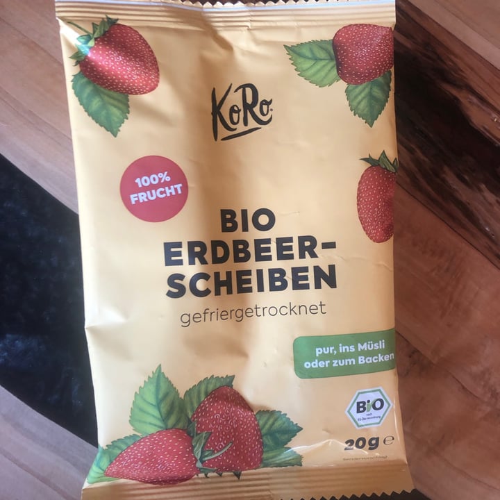 review photo of Koro Bio-Erdbeerscheiben gefriergetrocknet shared by @elenaeatsvegan on 05 Sep 2021 - review