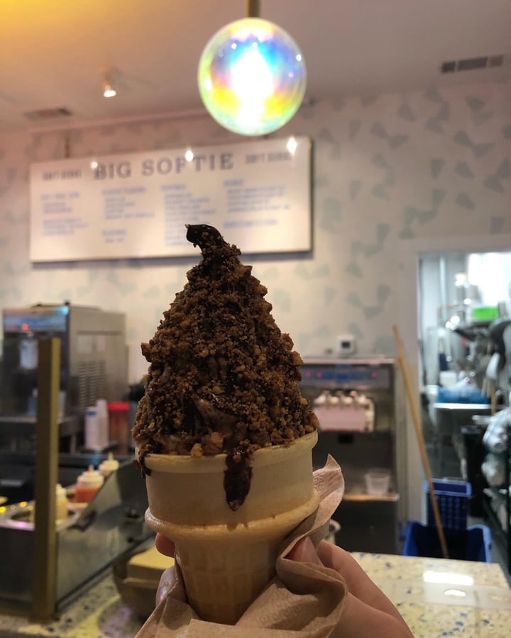 photo of Big Softie Oat Milk Soft Serve with Chocolate Dip and Pecan Praline shared by @rebeccaentrekin on  27 Feb 2020 - review