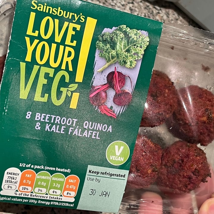 photo of Sainsbury's Love Your Veg — Beetroot, Quinoa & Kale Falafel shared by @plantbasededo on  31 Jan 2021 - review