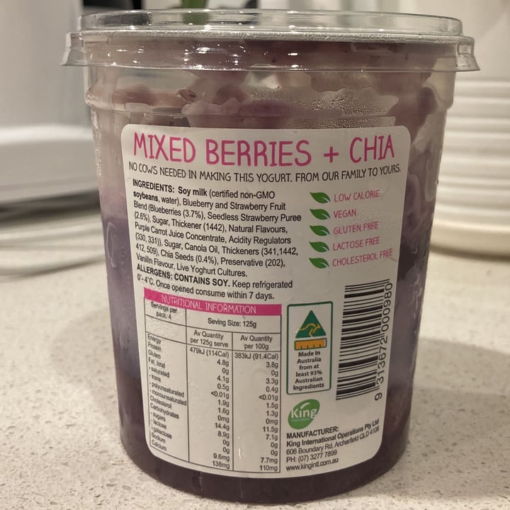 photo of Kingland Dairy Free Greek Style Yoghurt Mixed Berries + Chia shared by @dmery on  07 Mar 2022 - review