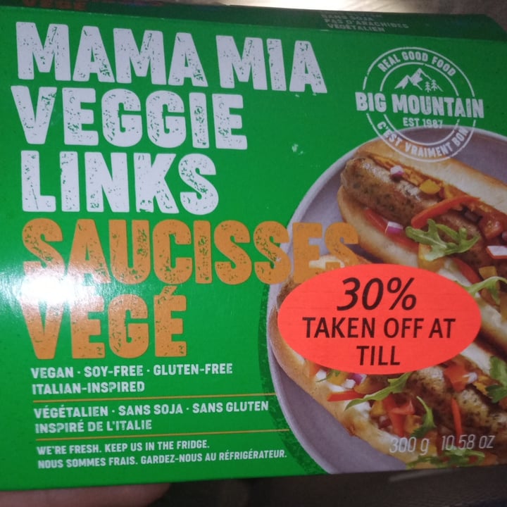 photo of Big Mountain Foods Mama Mia Veggie Links shared by @ethicrangerbevegan on  04 Jan 2021 - review