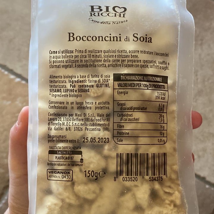 photo of Bio Ricchi Cuore della Natura Bocconcini di soia shared by @ggiudi on  11 Jul 2022 - review
