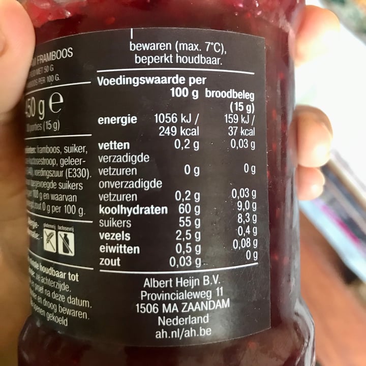 review photo of Albert Heijn Extra Jam Frambozen shared by @anselvegan on 03 Jun 2022 - review