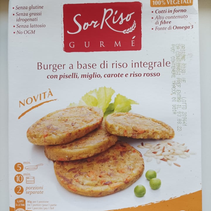 photo of San Riso Gurmé Sor Riso Gurmé Burger vegetali con riso integrale, piselli, miglio, carote e riso rosso shared by @theveganwitchdiary on  07 Aug 2022 - review