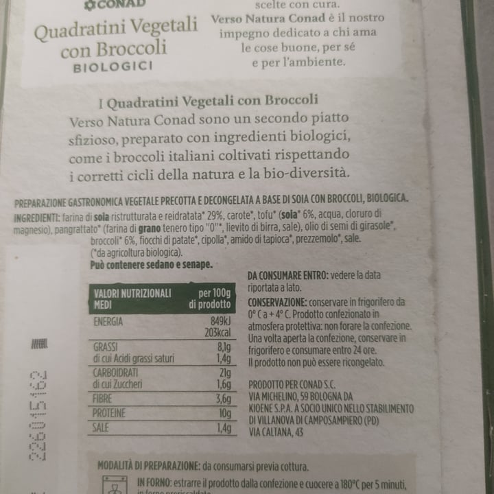 review photo of Verso Natura Conad Veg Quadratini vegetali con broccoli biologici shared by @weed14 on 25 Sep 2022 - review