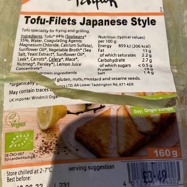 photo of Taifun Tofu-Filets Japanese Style shared by @fmclean8 on  13 May 2022 - review