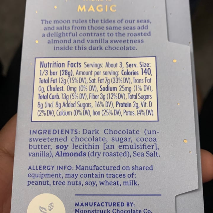 review photo of Moonstruck Chocolate Co Salty dark chocolate almond shared by @jinxx on 10 Jun 2021 - review