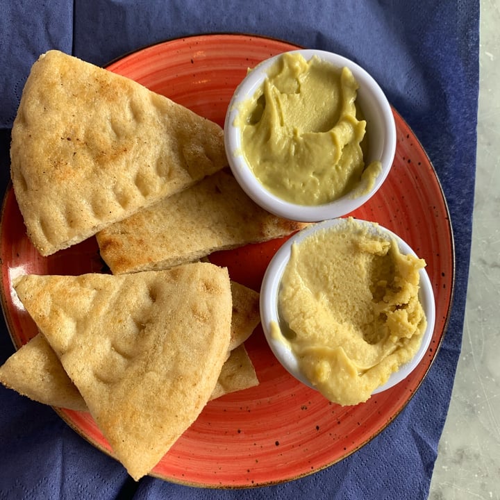 photo of The Real Greek - Bournemouth flat bread with green pea fava dip shared by @suefletcher on  24 Jun 2022 - review
