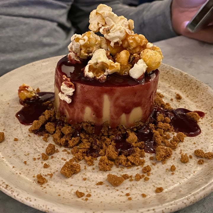 photo of Mildreds Restaurant Caramel cheesecake with berry coulis and caramel popcorn shared by @faithveg on  10 May 2022 - review