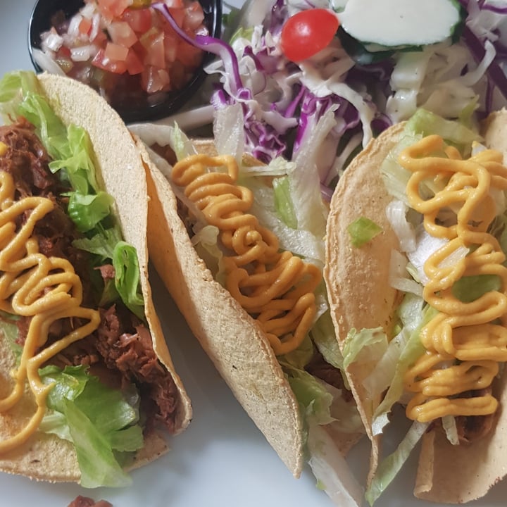 review photo of QI Philosophy Cafe Vegan "Pulled Pork" Tacos (Not Available) shared by @tvaritaaaa on 23 Jun 2021 - review