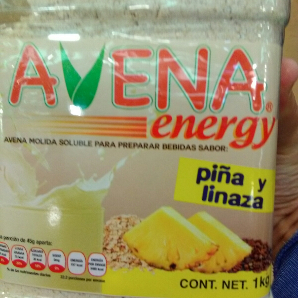 Avena Energy Avena molida soluble para preparar bebida sabor piña y