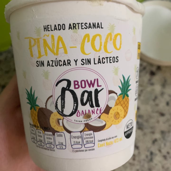 photo of Bowl bar Balance Helado Artesanal Piña Coco shared by @ericka1 on  18 May 2020 - review