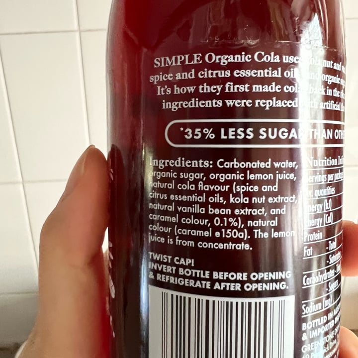 photo of Simple organic Cola shared by @consciouscookieee on  29 Jun 2022 - review