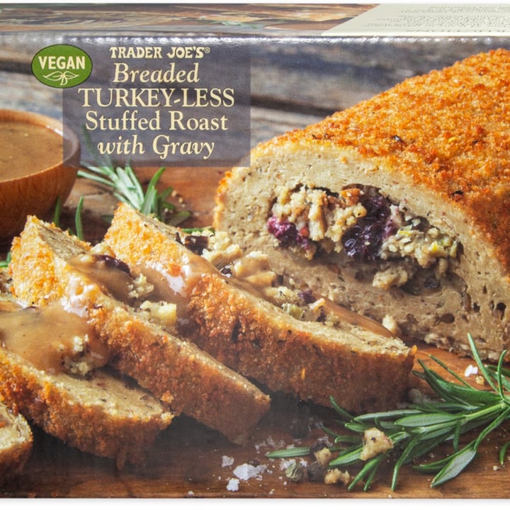 review photo of Trader Joe's Breaded turkey-less stuffed roast with gravy shared by @keeleym on 27 Nov 2022 - review