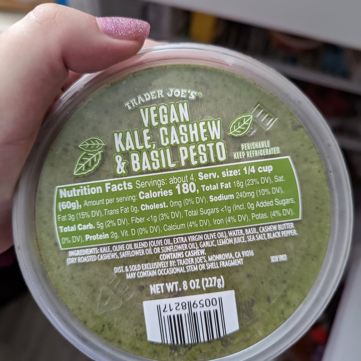 photo of Trader Joe's Vegan Kale, Cashew & Basil Pesto shared by @ashleyash on  06 Sep 2022 - review