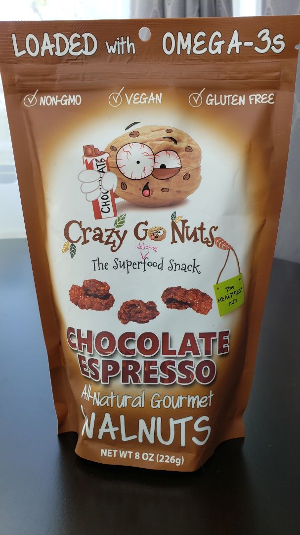 photo of Crazy gonuts Chocolate Espresso Chocolate Espresso Walnuts shared by @govegtoday on  09 Feb 2020 - review