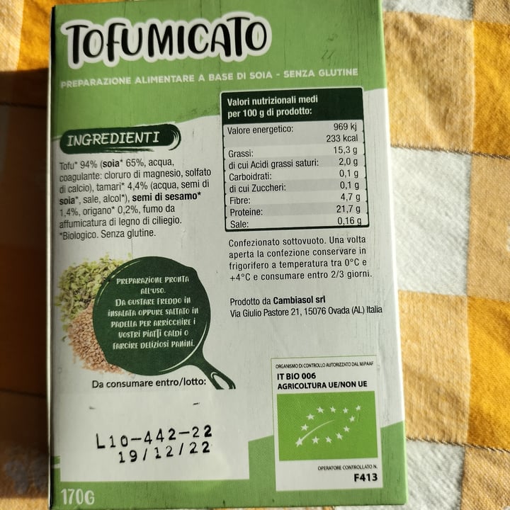 photo of Cambiasol Tofu affumicato shared by @zago on  15 Nov 2022 - review