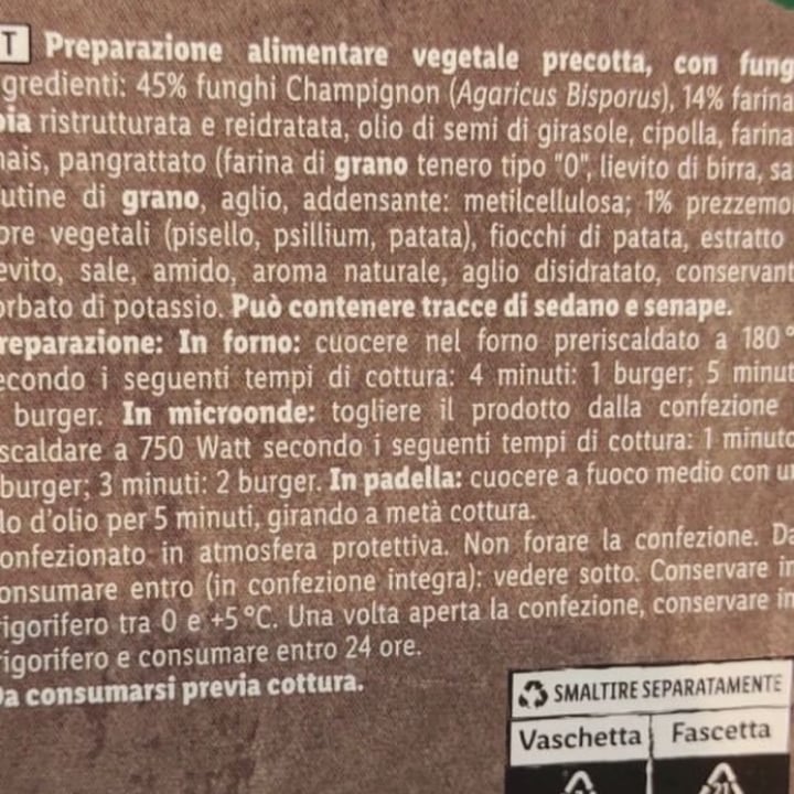 photo of Vemondo  Burger Vegetali con Funghi shared by @giuffridailenia on  15 Dec 2022 - review