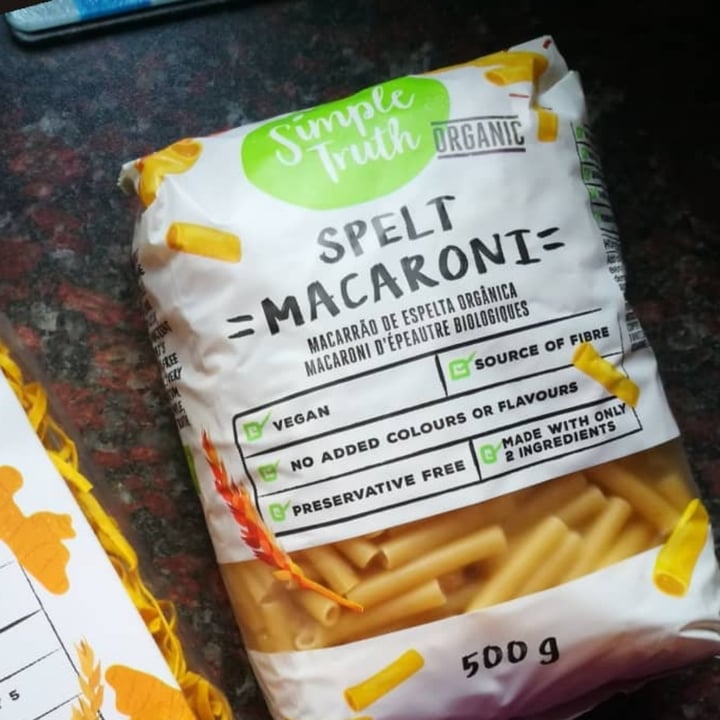 photo of Simple Truth Organic Spelt macaroni shared by @veganonthesavannah on  02 Aug 2020 - review