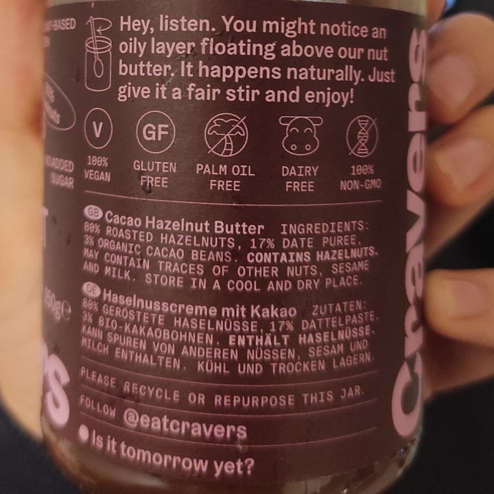review photo of cravers Cacao hazelnut Spread shared by @deborahkokici on 30 Sep 2022 - review