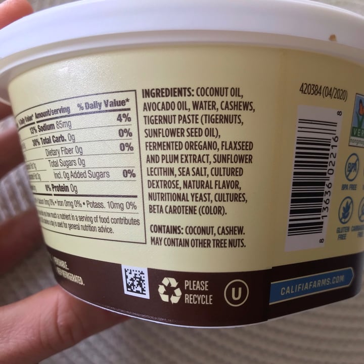 photo of Califia Farms Plant Butter Sea Salt shared by @kat2bkitten on  10 Mar 2021 - review