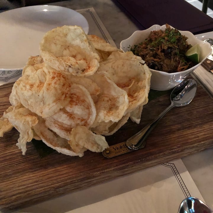 photo of Violet Oon Satay Bar & Grill Eggplant Goreng Dip with Emping Cracker shared by @aishahalattas on  28 Mar 2021 - review