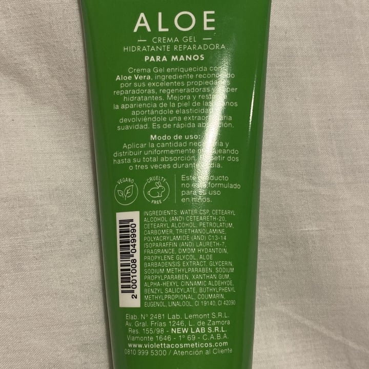 photo of Violetta cosméticos Crema Para Manos Aloe Vera shared by @veggihallows on  16 Feb 2022 - review