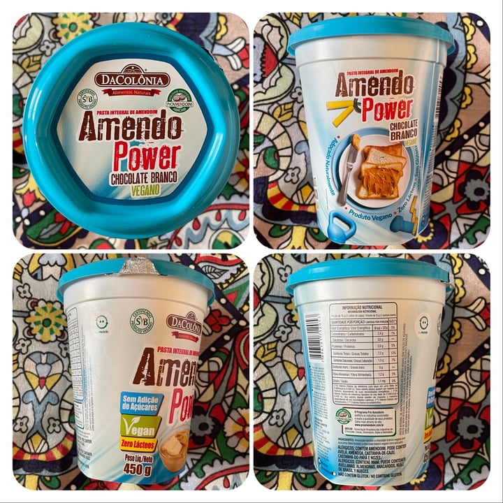 photo of DaColônia amendo power chocolate branco vegano shared by @simoneteixeira on  07 Jun 2022 - review