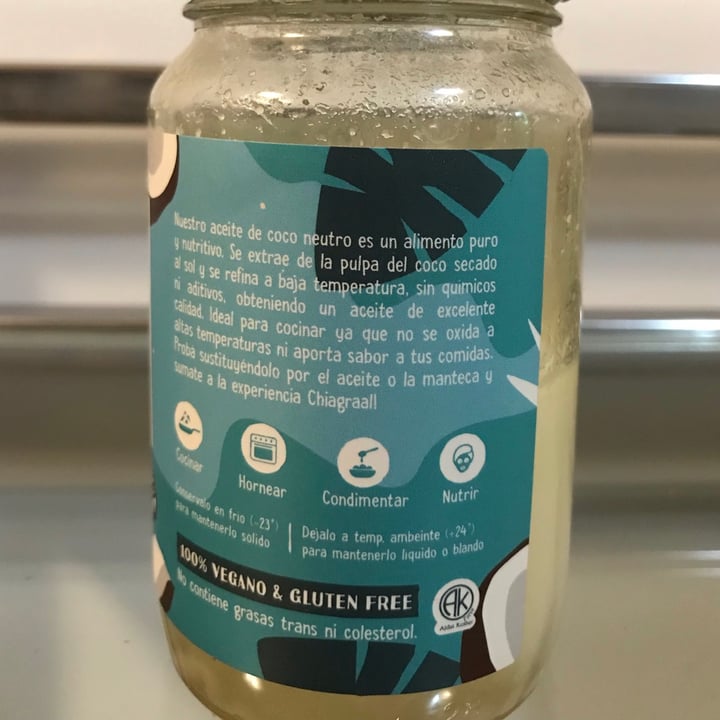 photo of Chia Graal Aceite de coco Neutro shared by @lunastoler on  08 Jun 2021 - review