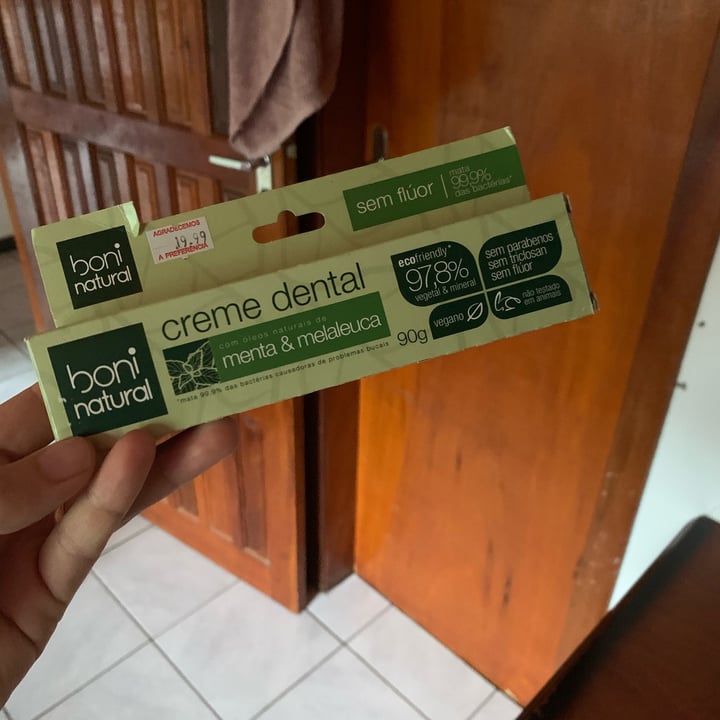 review photo of Boni natural Creme Dental Menta & Melaleuca shared by @nayaraacosta on 03 Feb 2022 - review