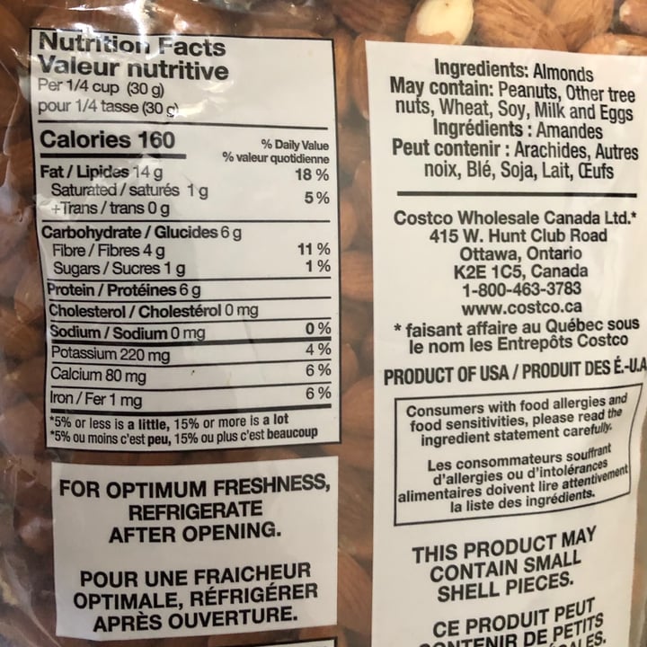 photo of Kirkland Signature Almonds shared by @lindsaymcmindsay on  24 Dec 2020 - review