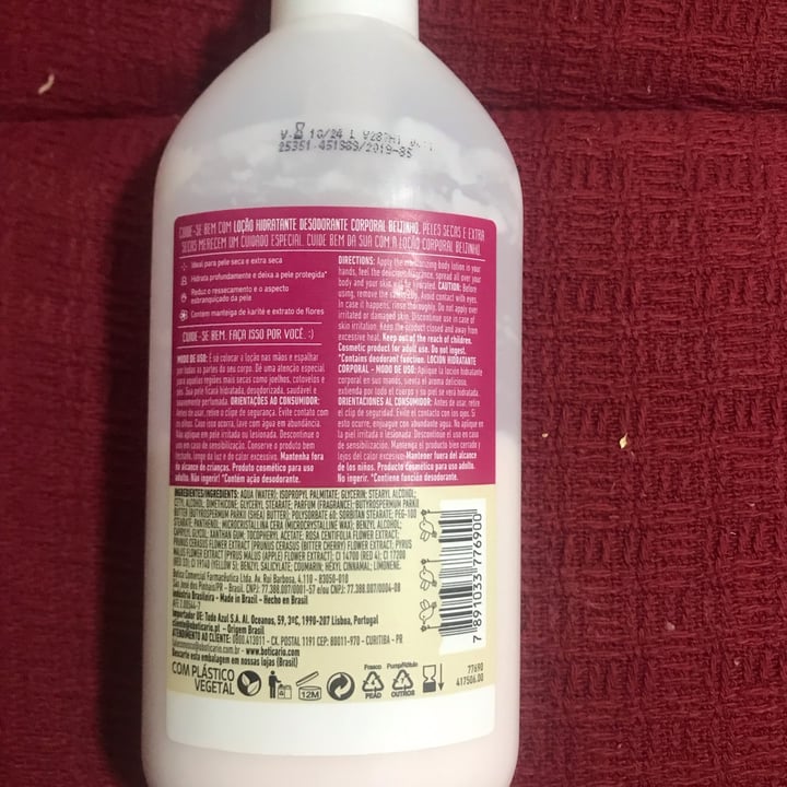review photo of O Boticário Hidratante beijinho Kiss shared by @izamontechi on 11 May 2022 - review