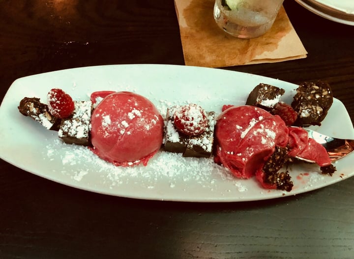 photo of Blue Sushi Sake Grill Vegan Sushi Boat and Raspberry Dessert shared by @craton0325 on  14 Sep 2019 - review