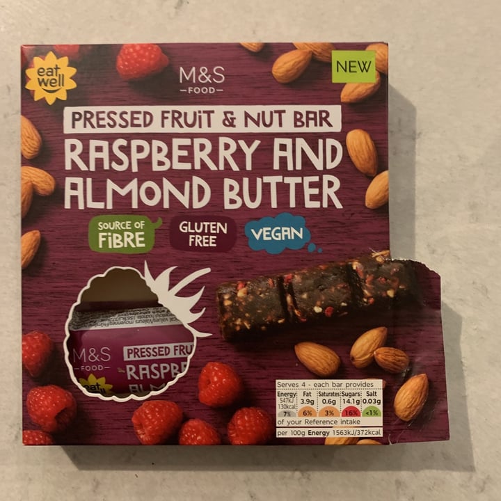 photo of Marks & Spencer Food (M&S) Raspberry and almond butter pressed fruit & nut bar shared by @morley on  05 Apr 2021 - review