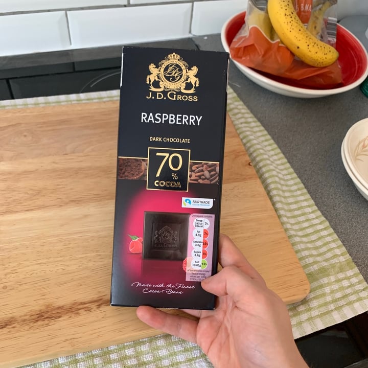 photo of J. D. Gross Raspberry Dark Chocolate 70% shared by @jackbennettxvx on  06 Jun 2021 - review