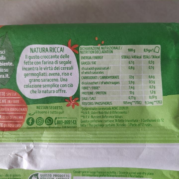 review photo of Misura Fette biscottate Con Grani Germogliati Segale E Avena shared by @chiarab97 on 15 Apr 2022 - review