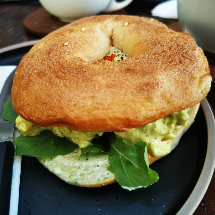 photo of Dolce Bakery Vegan chicken pesto bagel shared by @laurenkhill on  24 Jul 2021 - review