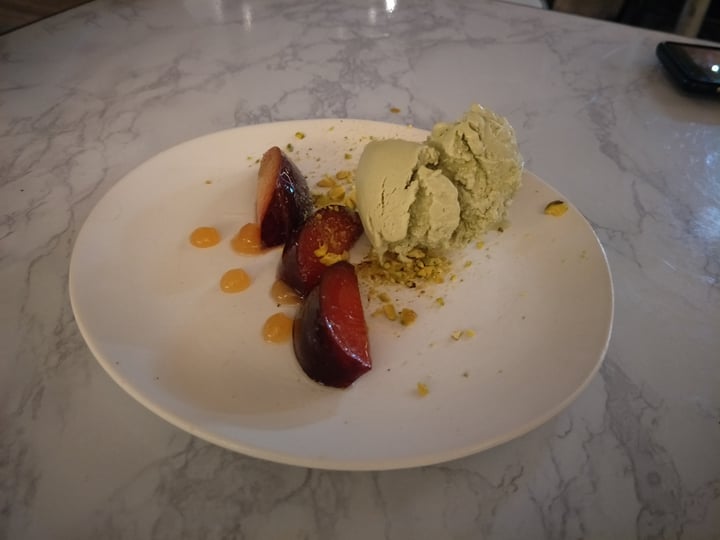 photo of HRVST Cafe & Bar Matcha Ice Cream with Poached Plums & Pistachio shared by @lou on  17 Apr 2018 - review