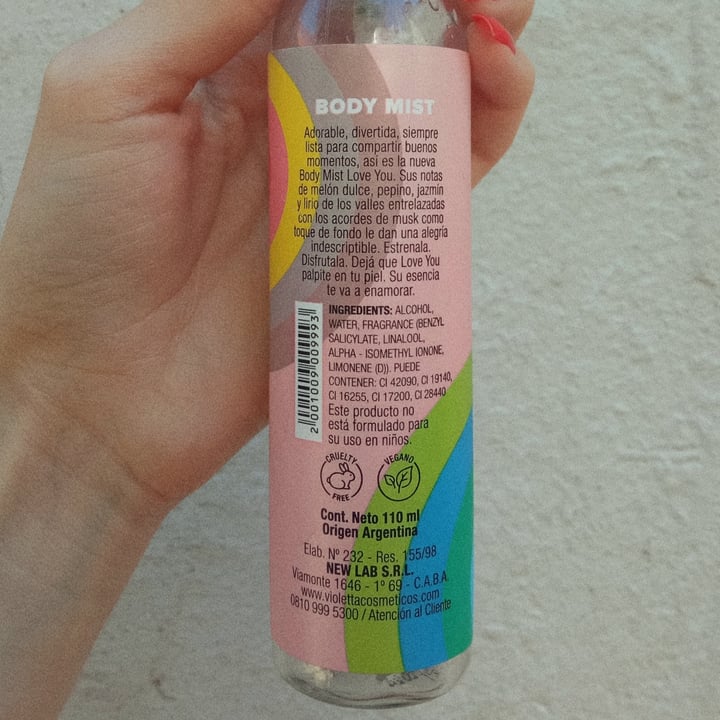 photo of Violetta cosméticos Body mist shared by @almendra16 on  10 Nov 2021 - review