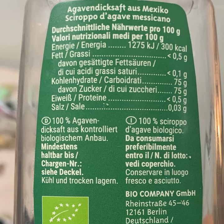 photo of Bio Company Sciroppo d’Agave shared by @chiarmarini on  10 Mar 2022 - review