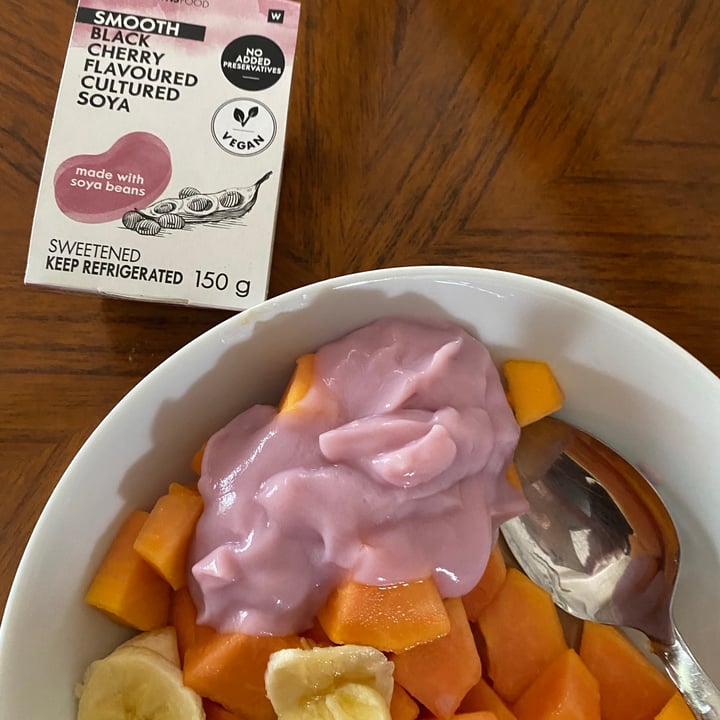 photo of Woolworths Food Smooth Black Cherry Flavoured Cultured Soya shared by @bianca1701 on  08 Aug 2020 - review