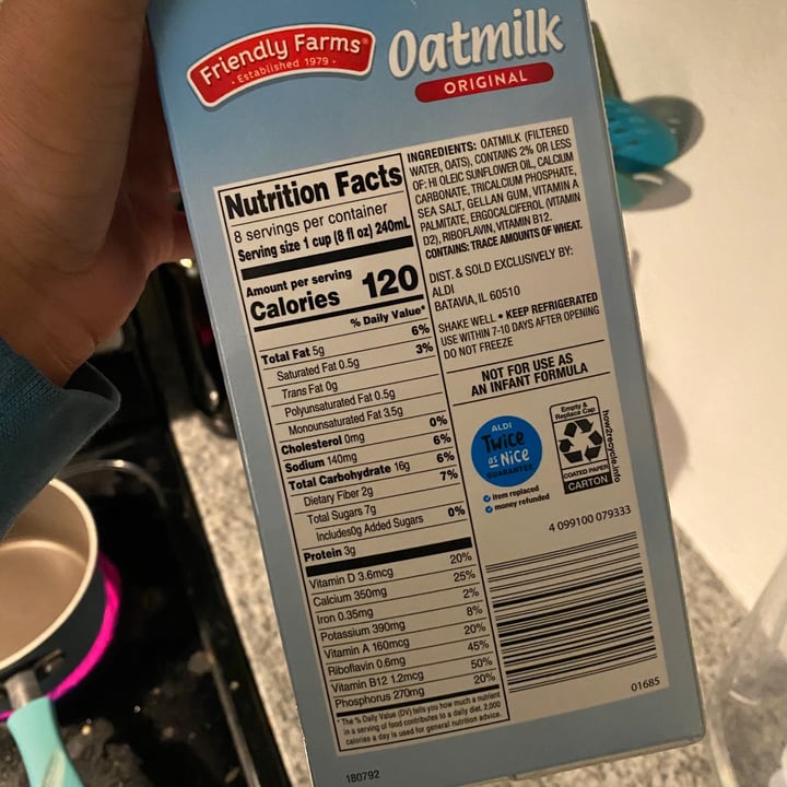 photo of Friendly Farms Oatmilk shared by @abadgevegan on  10 Feb 2022 - review