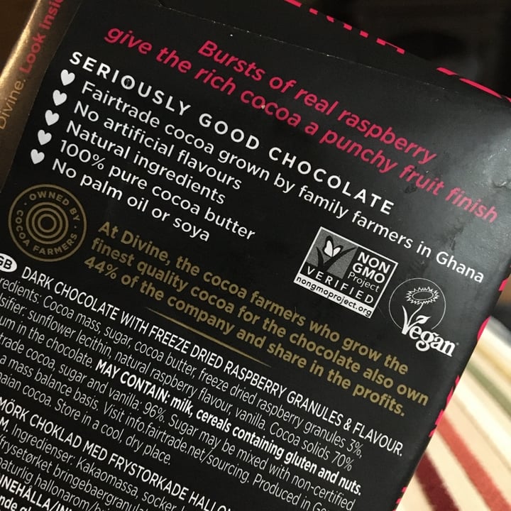 photo of Divine Chocolate Divine Dark Chocolate with Raspberries shared by @scottofsherwood on  02 Mar 2020 - review