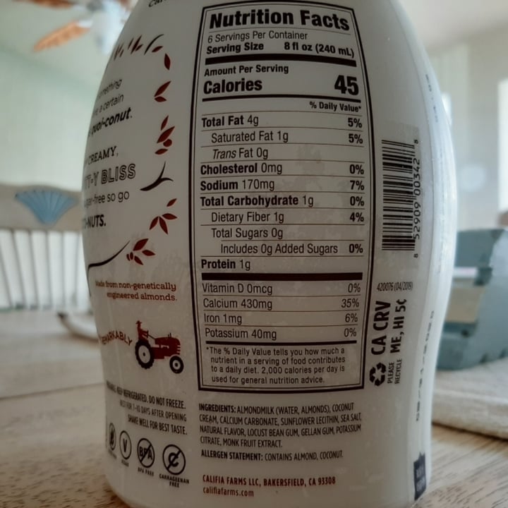 photo of Califia Farms Toasted Coconut Almondmilk Blend shared by @chris10091 on  25 May 2020 - review