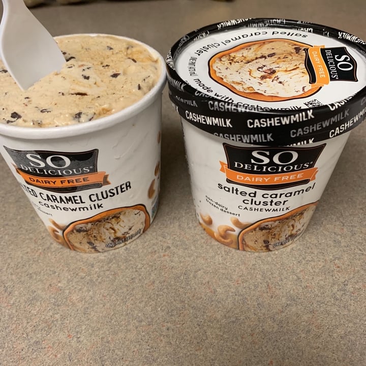 photo of So Delicious Dairy Free Salted Caramel Cluster Cashewmilk Frozen Dessert shared by @cathygodfrey on  10 Nov 2019 - review