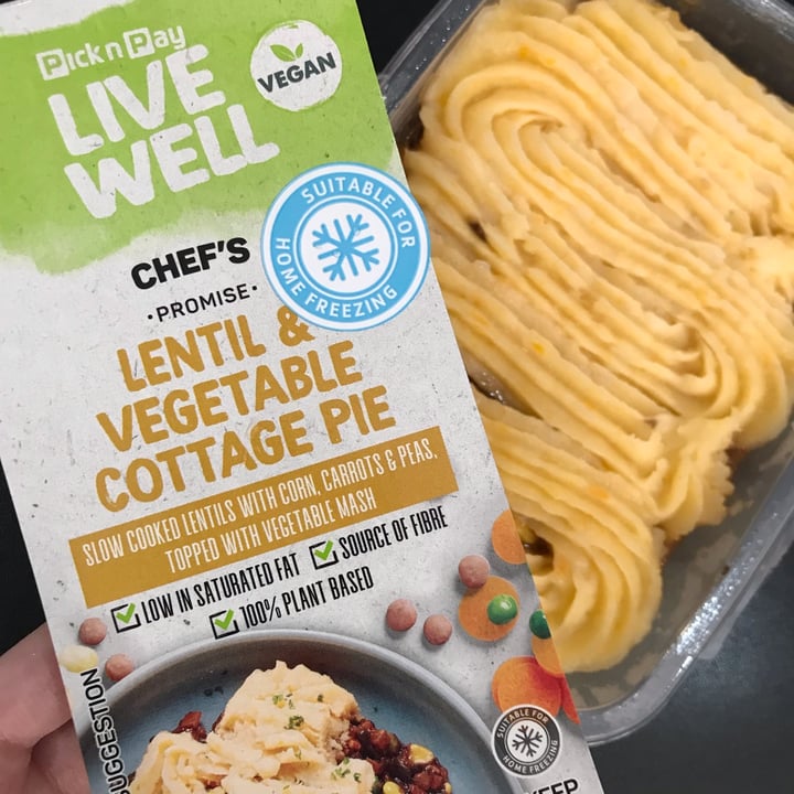 photo of Pick n Pay Lentil & vegetable cottage pie shared by @skybadger on  24 Mar 2022 - review