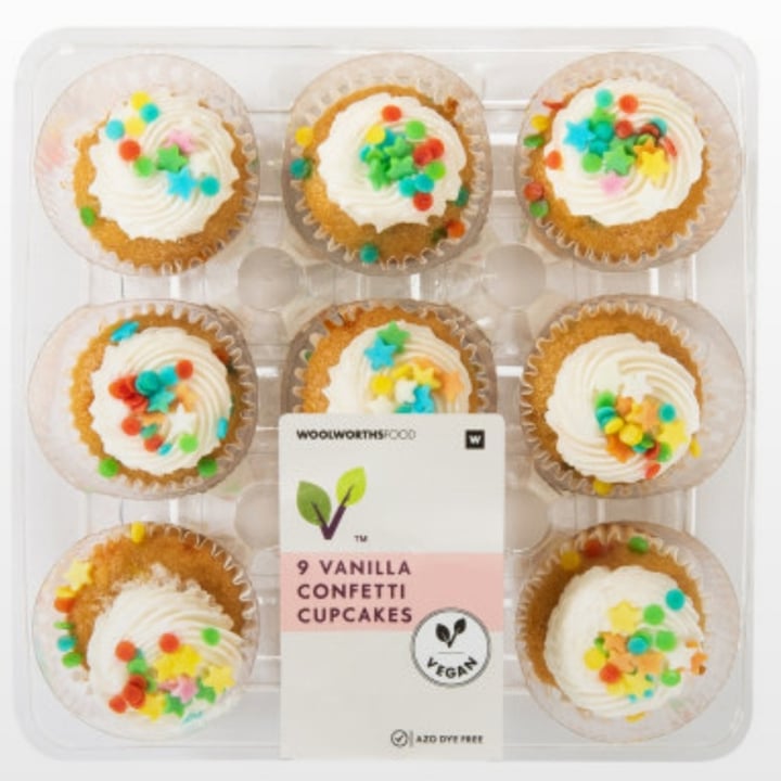 photo of Woolworths Food 9 Vanilla Confetti Cupcakes shared by @chrisvegan28 on  16 Nov 2021 - review