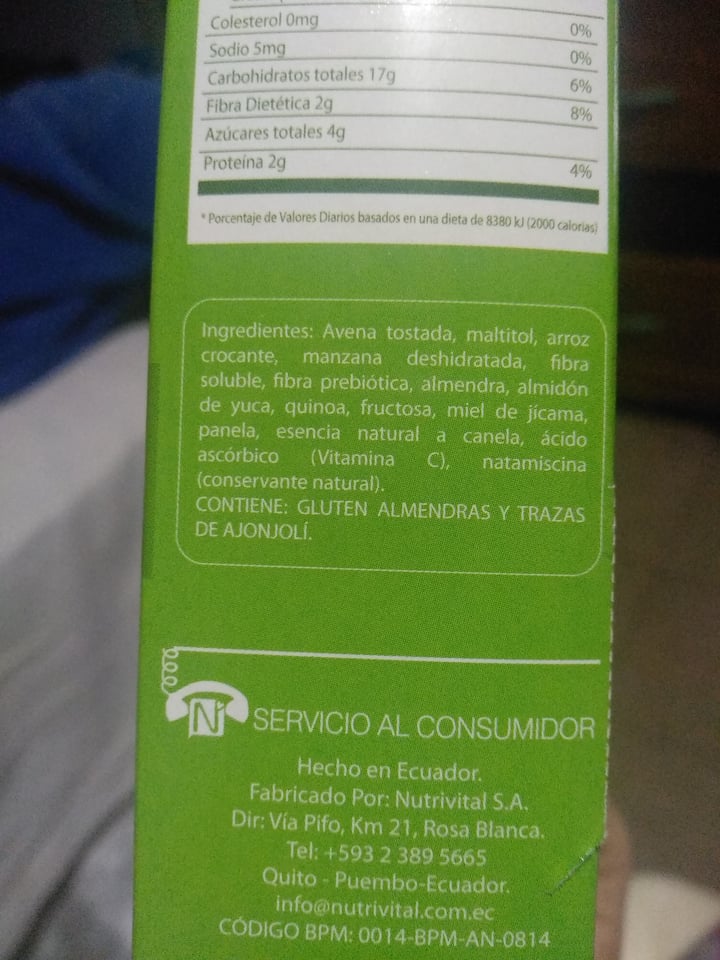 review photo of Quinde Barra de granola, quinoa, avena y arroz shared by @katherinevegi on 04 Jul 2020 - review